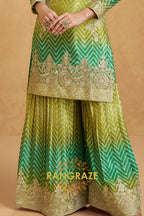 Emerald Ombre Embroidered Sharara Suit Set