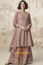 Graceful Mauve Embroidered Sharara Suit