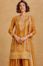 Golden Radiance Embroidered Chinon Suit Set