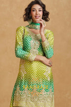 Emerald Ombre Embroidered Sharara Suit Set