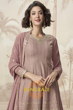 Graceful Mauve Embroidered Sharara Suit