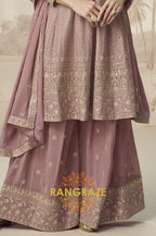 Graceful Mauve Embroidered Sharara Suit
