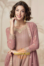 Graceful Mauve Embroidered Sharara Suit