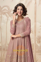 Graceful Mauve Embroidered Sharara Suit