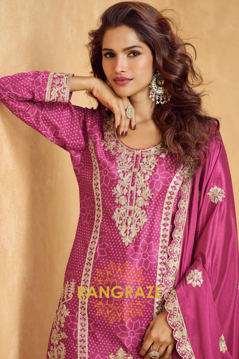 Rani Pink Regal Embroidered Suit Set