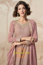 Graceful Mauve Embroidered Sharara Suit