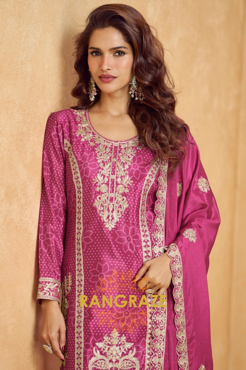 Rani Pink Regal Embroidered Suit Set