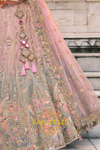 Blush Orchid Pastel Pink & Sage Embroidered Bridal Lehenga – A Dream of Subtle Elegance
