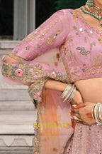 Blush Orchid Pastel Pink & Sage Embroidered Bridal Lehenga – A Dream of Subtle Elegance