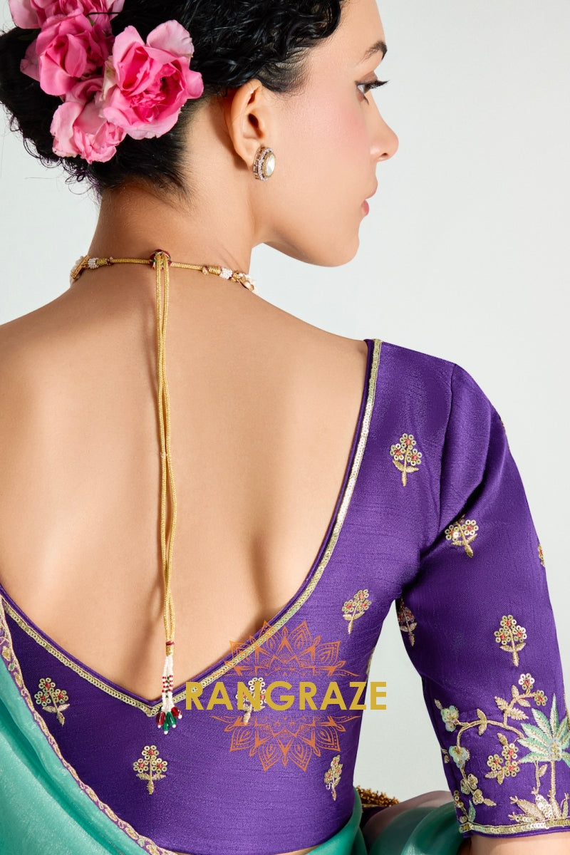 Mystic Meadow Organza Tissue Silk Saree