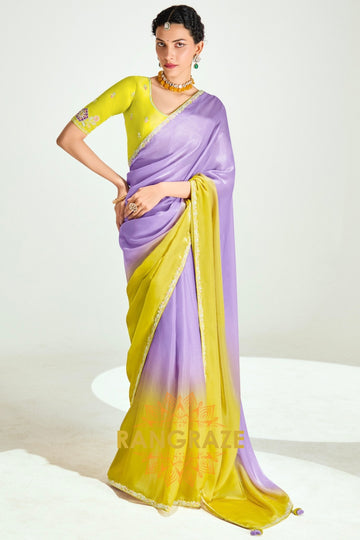 Amethyst Sunshine Organza Tissue Silk Saree
