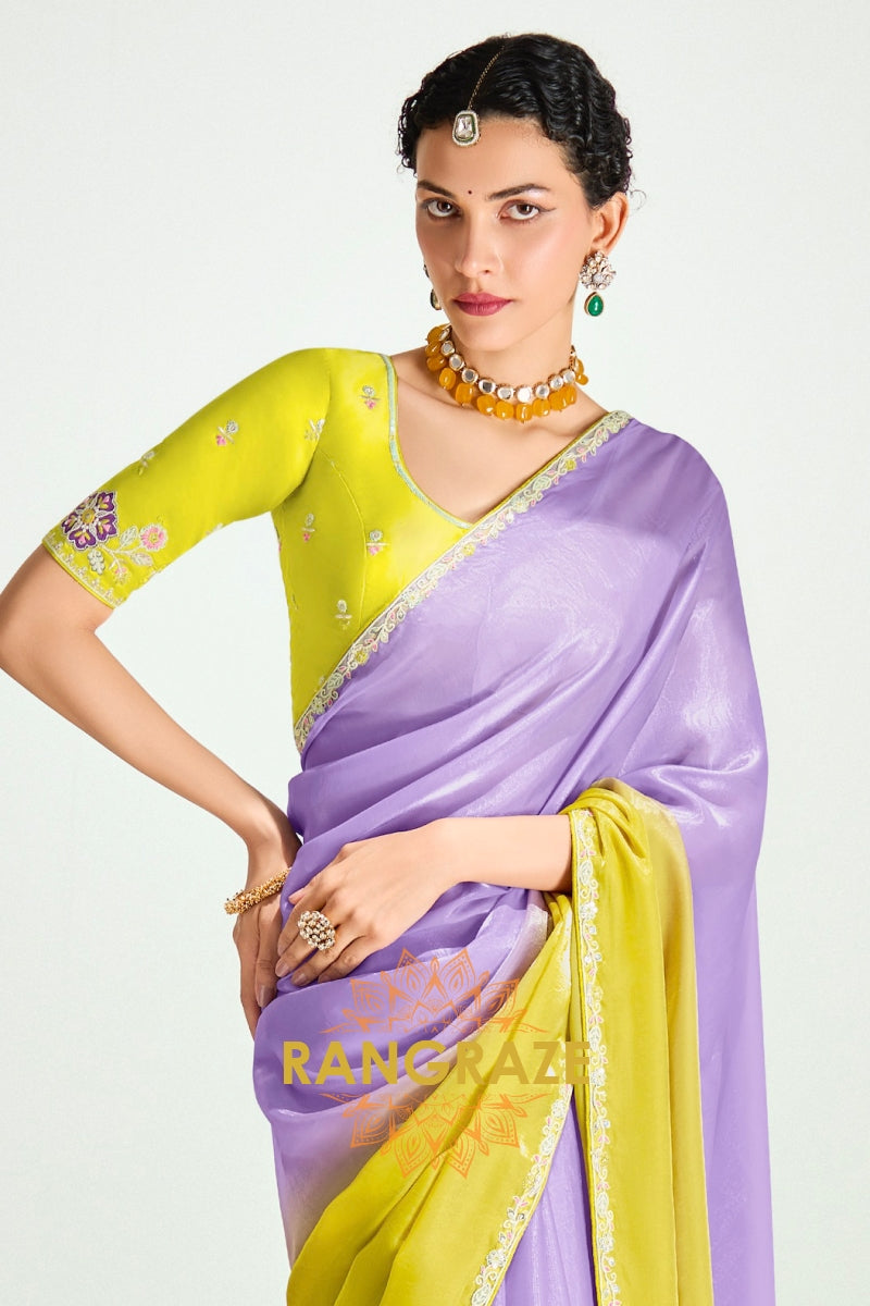 Amethyst Sunshine Organza Tissue Silk Saree