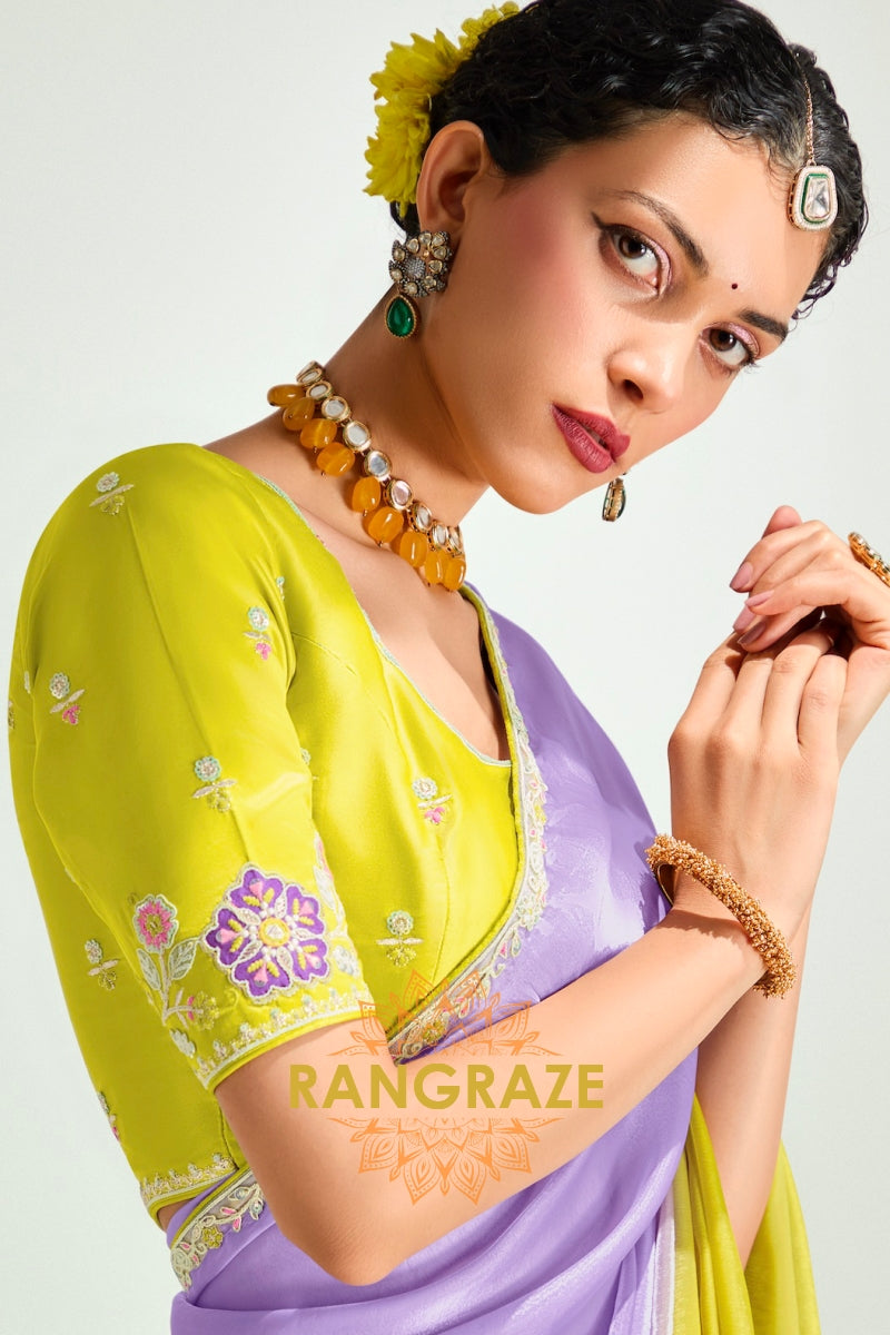 Amethyst Sunshine Organza Tissue Silk Saree