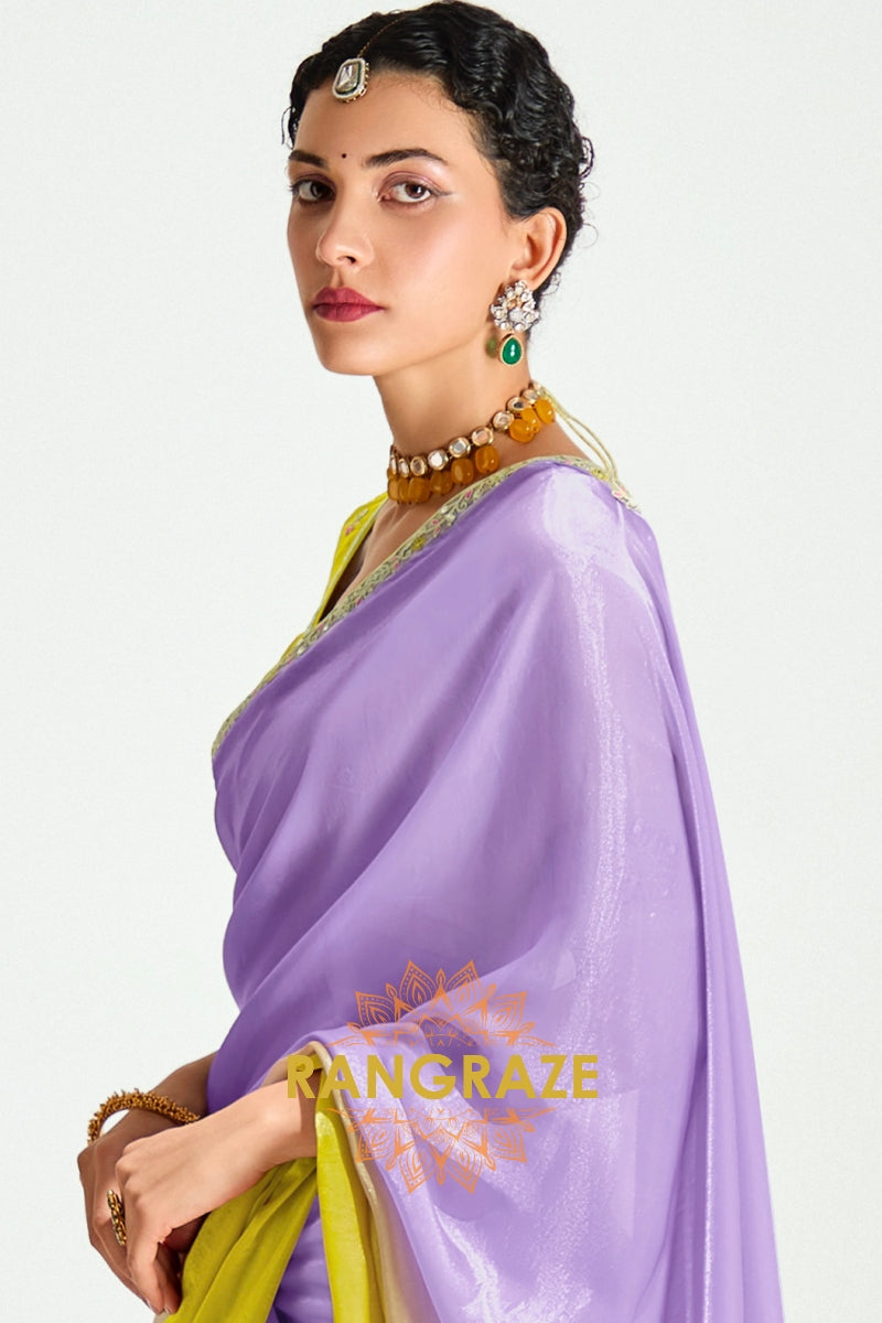 Amethyst Sunshine Organza Tissue Silk Saree