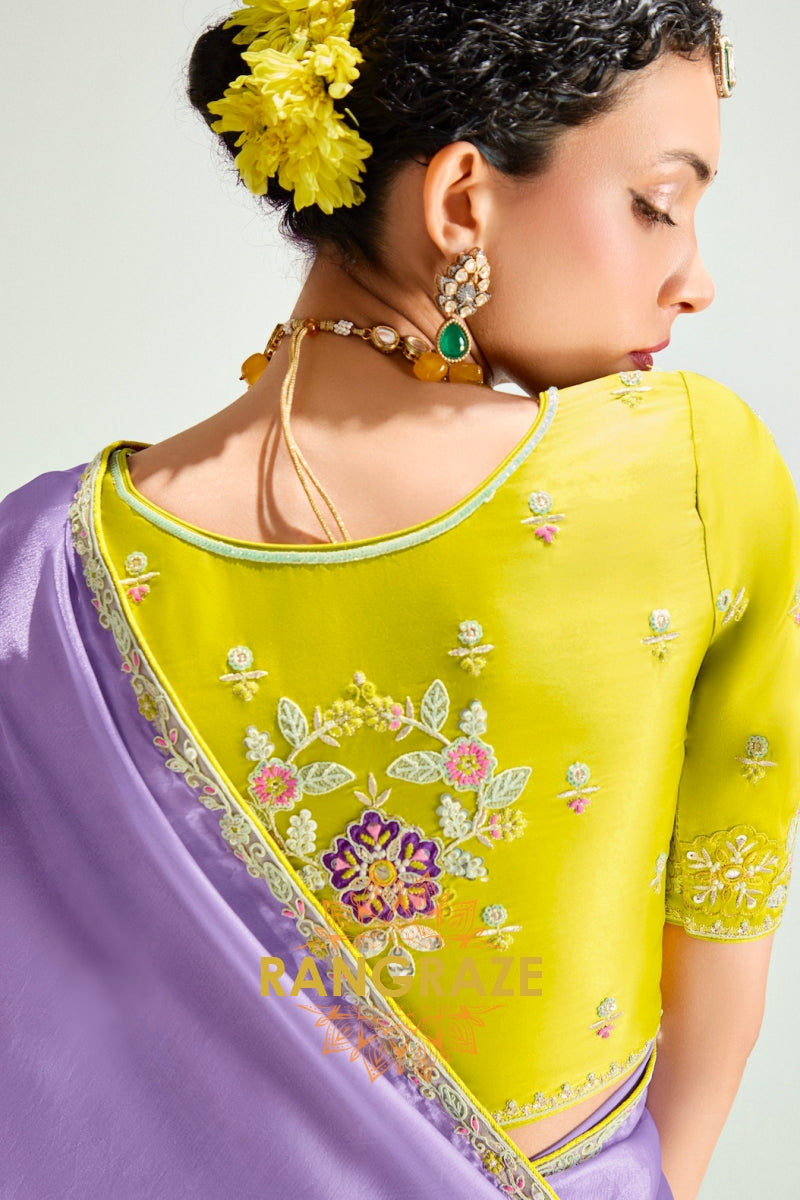 Amethyst Sunshine Organza Tissue Silk Saree