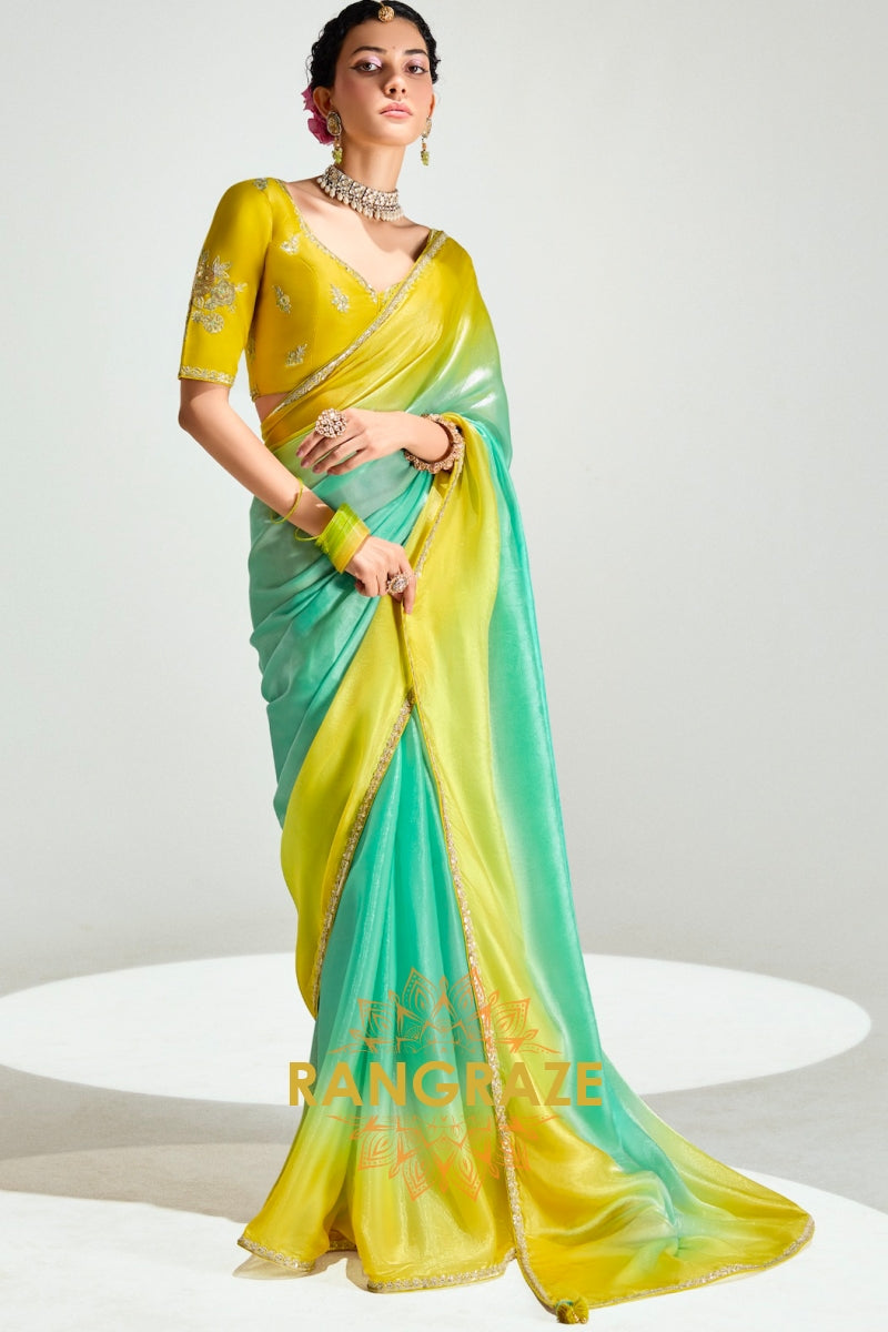 Sunshine Meadow Organza Silk Saree
