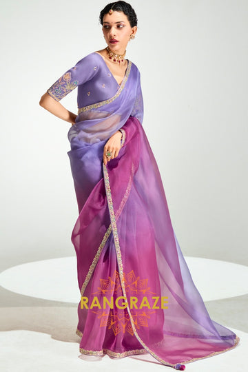Lavender Bliss Organza Tissue Silk Saree