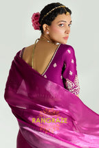 Fuchsia Bloom Organza Tissue Silk Saree