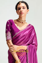 Fuchsia Bloom Organza Tissue Silk Saree