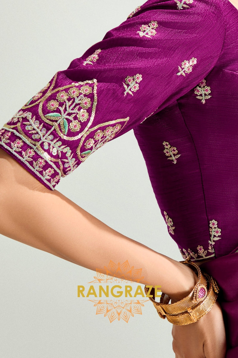 Fuchsia Bloom Organza Tissue Silk Saree
