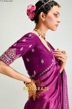 Fuchsia Bloom Organza Tissue Silk Saree
