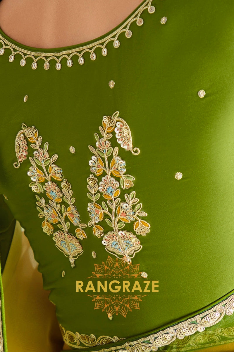 Meadow Glow Organza Tissue Silk Saree