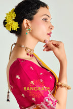 Sunshine Pink Ombre Organza Tissue Silk Saree