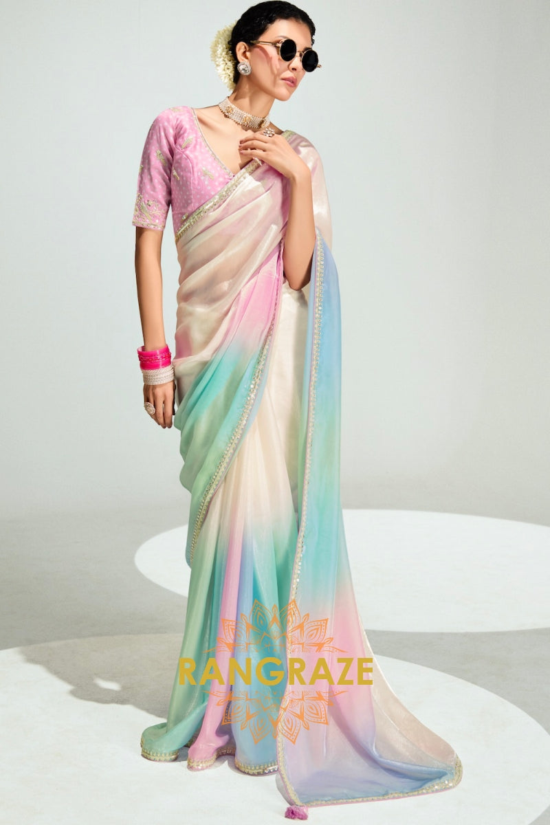 Pastel Dreams Organza Tissue Saree