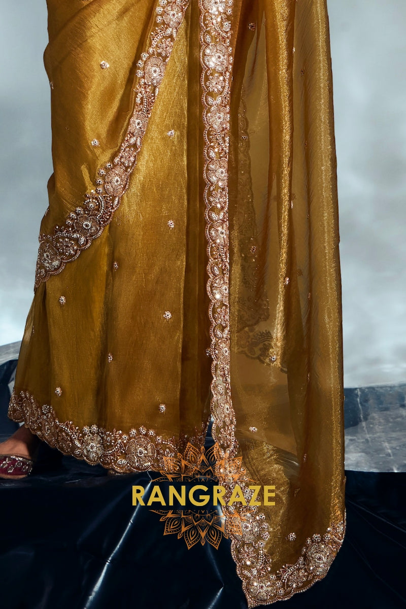 Pure Tissue Organza Embroidered Saree