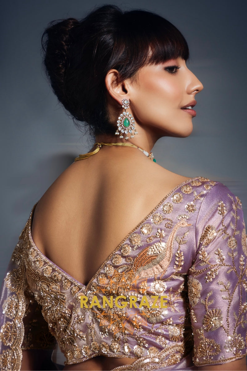 Pure Tissue Organza Saree in Lavender Ombre