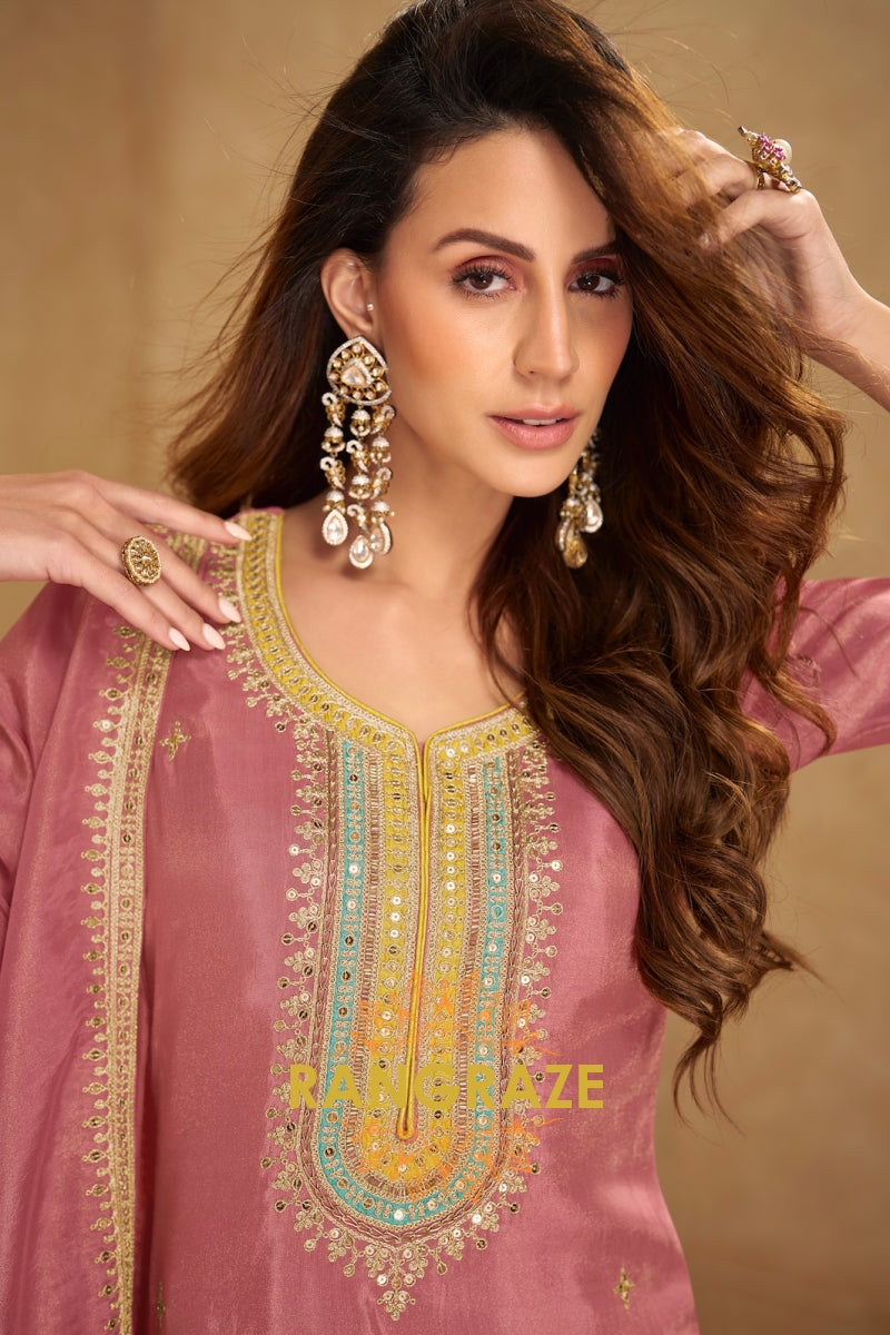 Rosewood Radiance Silk Embroidered Salwar Set – Classic Beauty with a Modern Touch