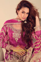 Fuchsia Zari Embroidered Sharara Suit Set – A Regal Ensemble