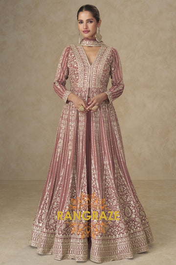 Rose Dust Embroidered Anarkali Suit Set – Understated Elegance with a Royal Aura