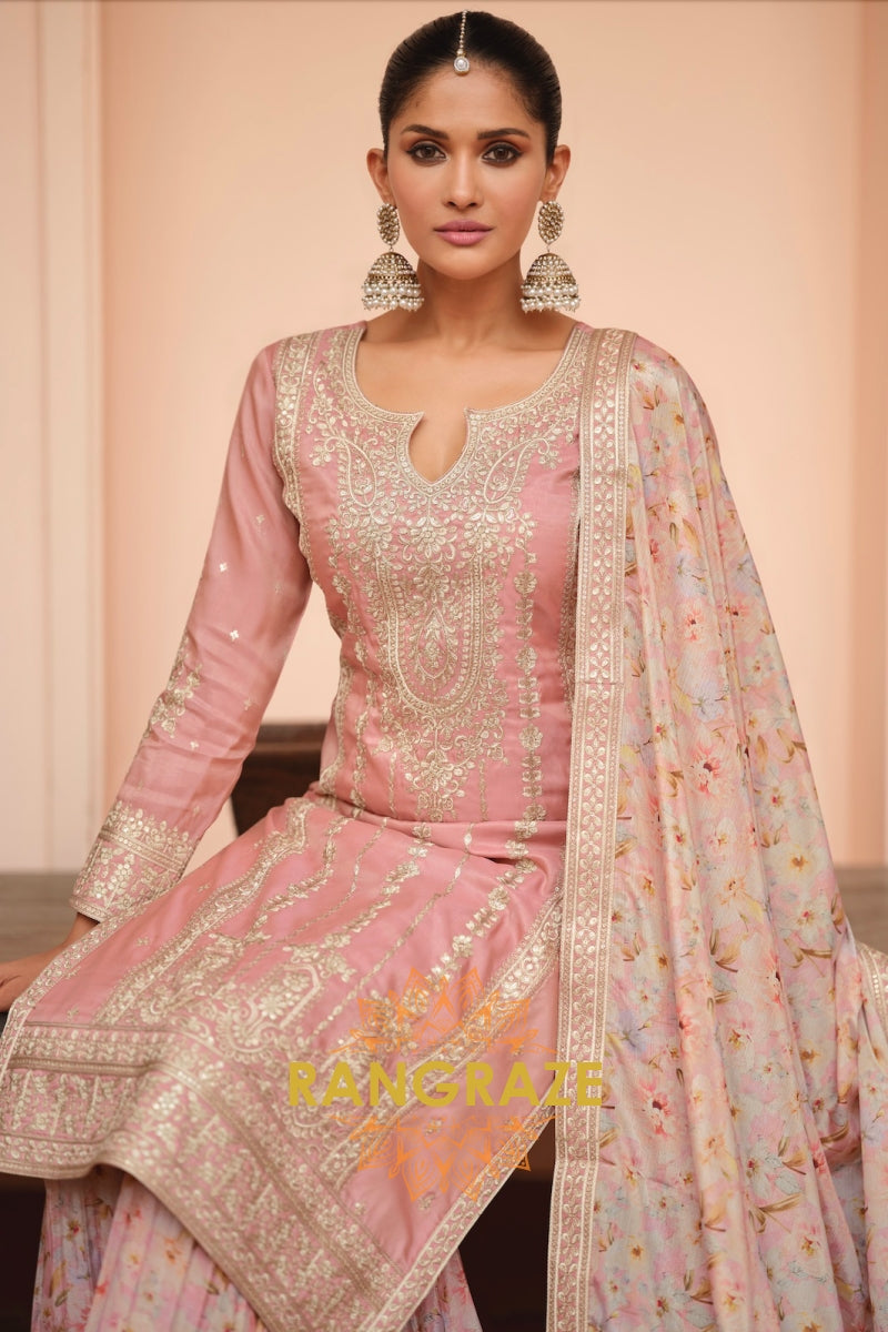 Blush Petal Simar Silk Embroidered Sharara Set – Grace in Every Thread