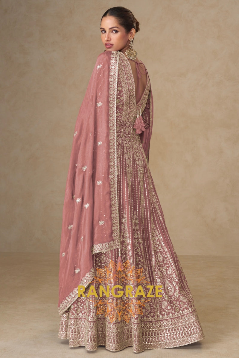 Rose Dust Embroidered Anarkali Suit Set – Understated Elegance with a Royal Aura