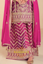 Fuchsia Zari Embroidered Sharara Suit Set – A Regal Ensemble