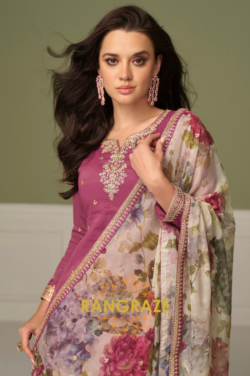 Petal Bloom Silk Embroidered Suit Set – Grace in Every Thread