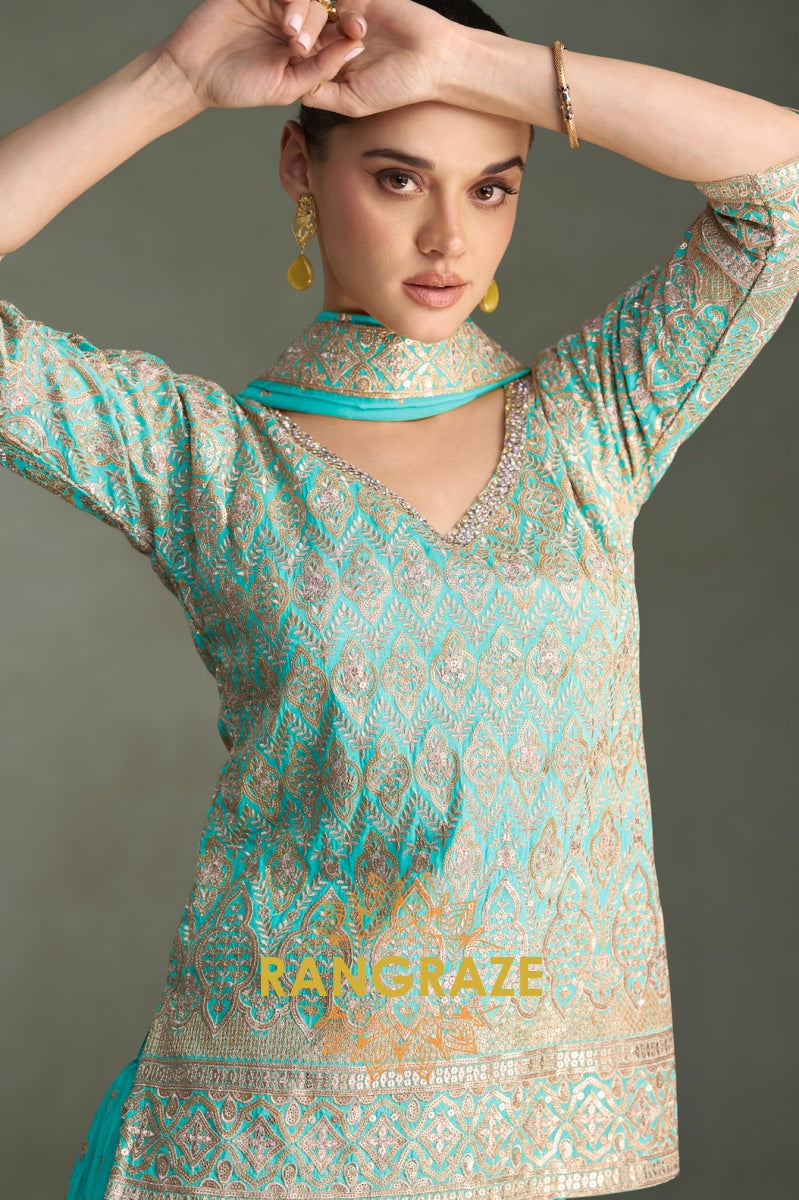 Aqua Opulence Suit Set – Graceful Glistening and Timeless