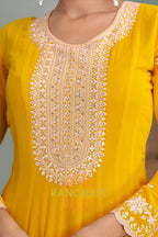 Marigold Charm Georgette Anarkali Suit Set