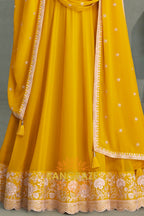 Marigold Charm Georgette Anarkali Suit Set
