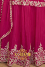 Rose Magenta Pure Chinnon Suit Set with Hand Embroidery