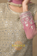 Ivory Rose Pure Georgette Hand Embroidered Sharara Suit Set