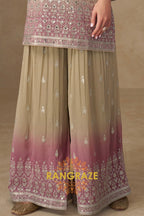 Ivory Rose Pure Georgette Hand Embroidered Sharara Suit Set