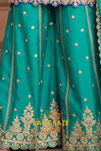 Royal Sapphire Pure Chinnon Suit Set with Hand Embroidery