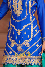 Royal Sapphire Pure Chinnon Suit Set with Hand Embroidery