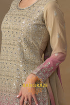 Ivory Rose Pure Georgette Hand Embroidered Sharara Suit Set