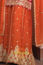 Ruby Ember Pure Chinnon Suit Set with Hand Embroidery