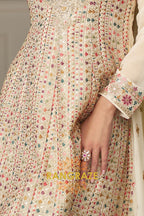 Ivory Pure Georgette Hand Embroidered Sharara Suit Set