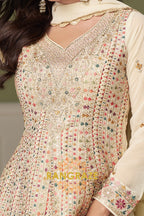 Ivory Pure Georgette Hand Embroidered Sharara Suit Set