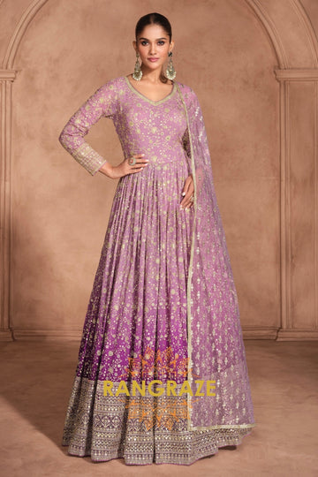 Luxe Gradient Purple Anarkali Ensemble